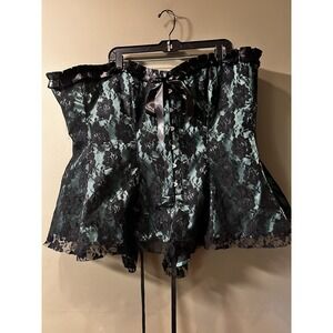 Vintage Goth Steampunk Corset Gothic Victorian Overbust Waist Trainer Plus Sz 46